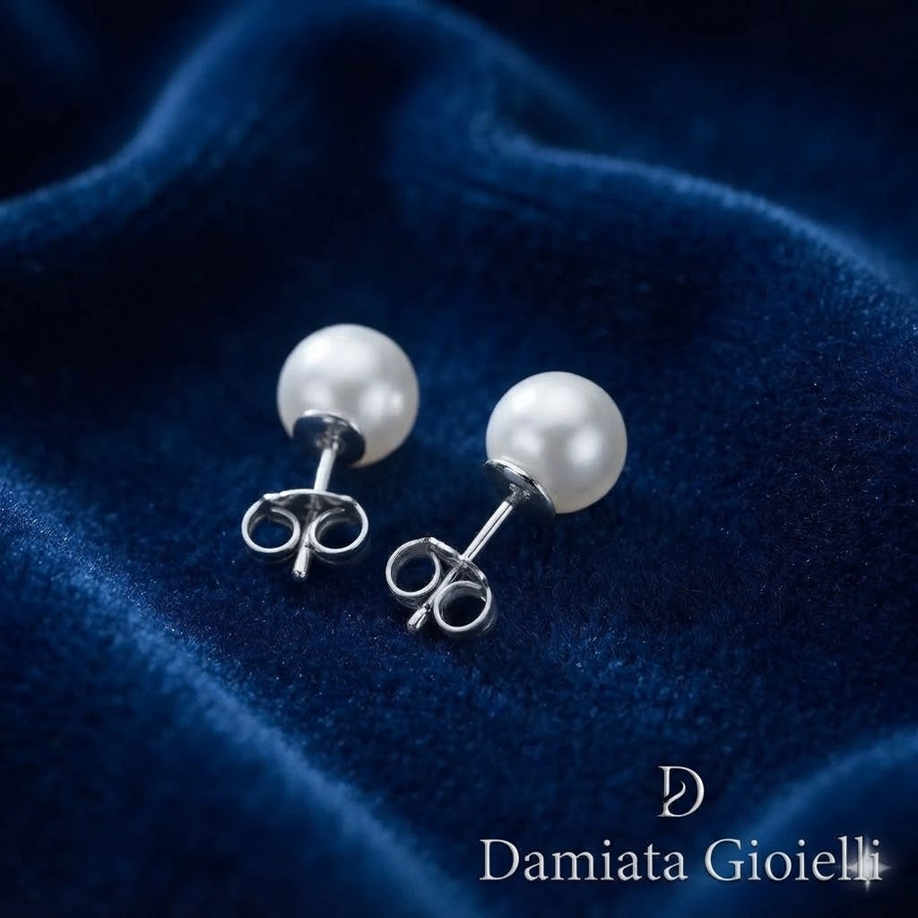 Orecchini donna Orelù in argento con perle 5,5 - 6 colore bianco ref. OR0003AR