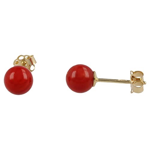 Orecchini a bottone donna Damiata Gioielli in oro giallo e pasta di corallo OR1240OG