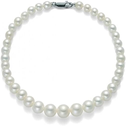Bracciale filo di perle a scalare donna Miluna in oro bianco PBR1154