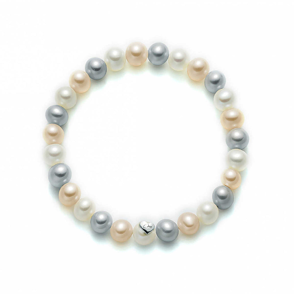 Bracciale elastico filo di perle multicolor donna Miluna in argento 925% PBR1671