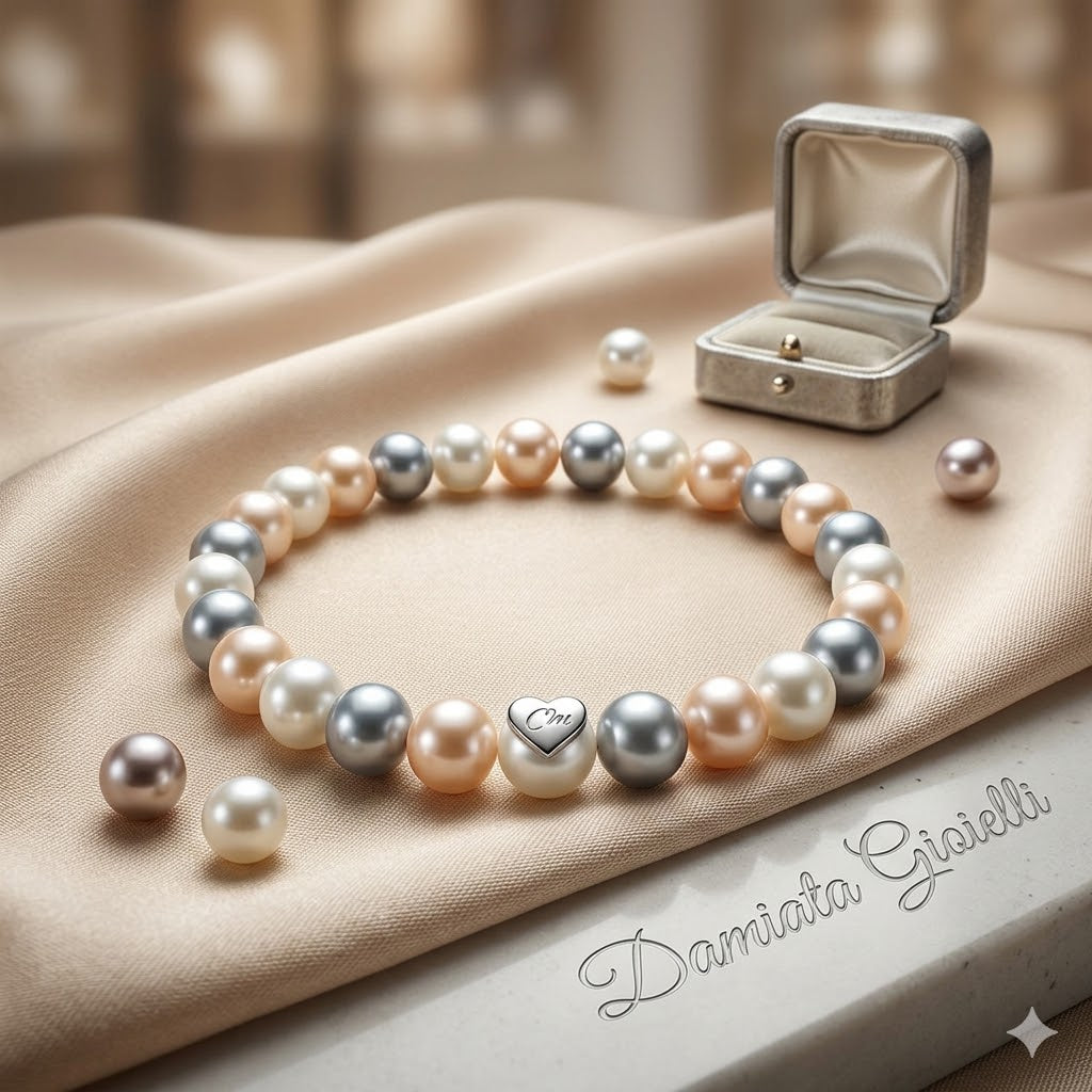 Bracciale elastico filo di perle multicolor donna Miluna in argento 925% PBR1671