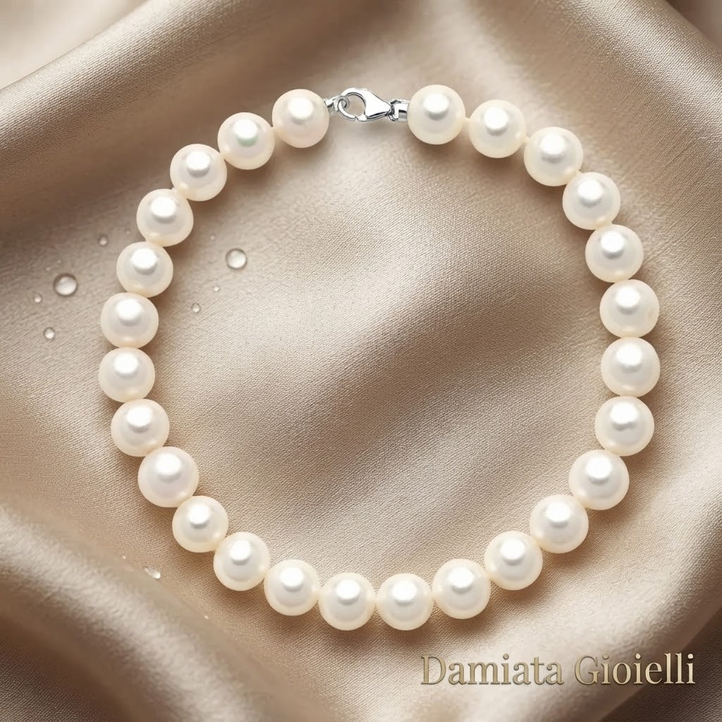 Bracciale filo di perle donna Miluna in oro bianco ref. PBR1689