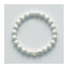 Bracciale elastico donna Miluna in pasta di corallo bianco e perla PBR1804