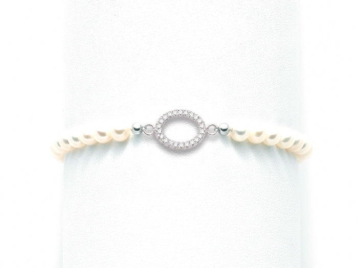 Bracciale filo di perle Miluna in argento e zirconi PBR1983