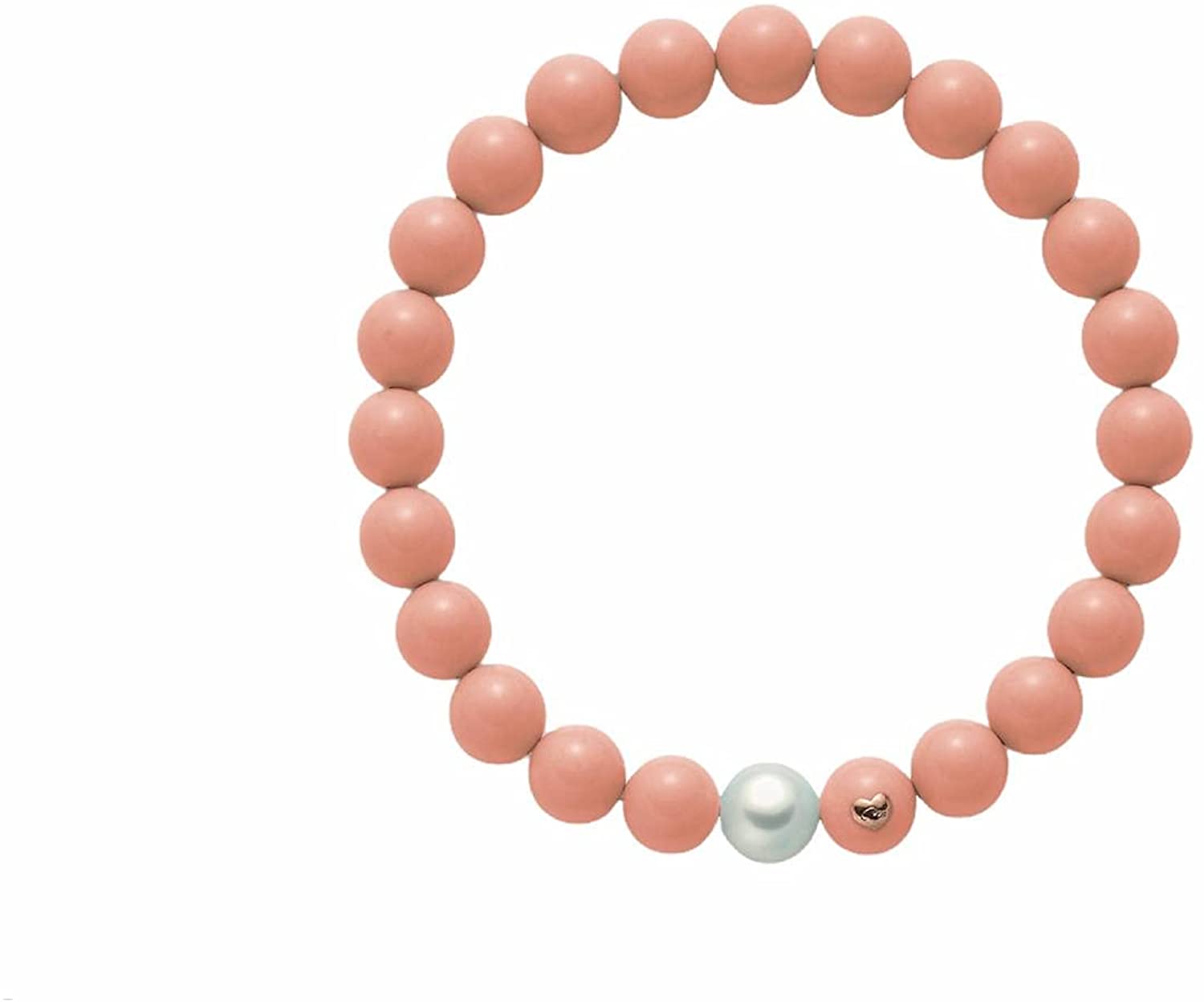 Bracciale elastico donna Miluna con corallo rosa e perla PBR2085