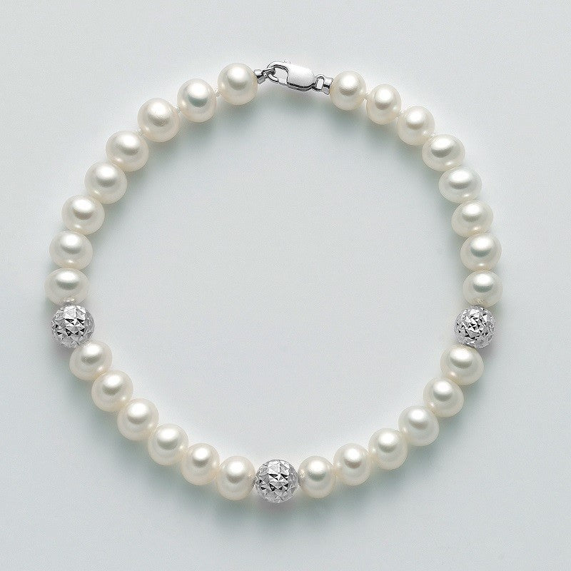 Bracciale filo di perle donna Miluna in oro bianco e perle PBR2305B