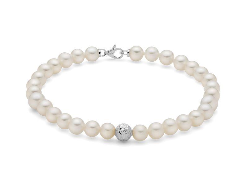 Bracciale filo di perle donna Miluna in oro bianco PBR2307BV