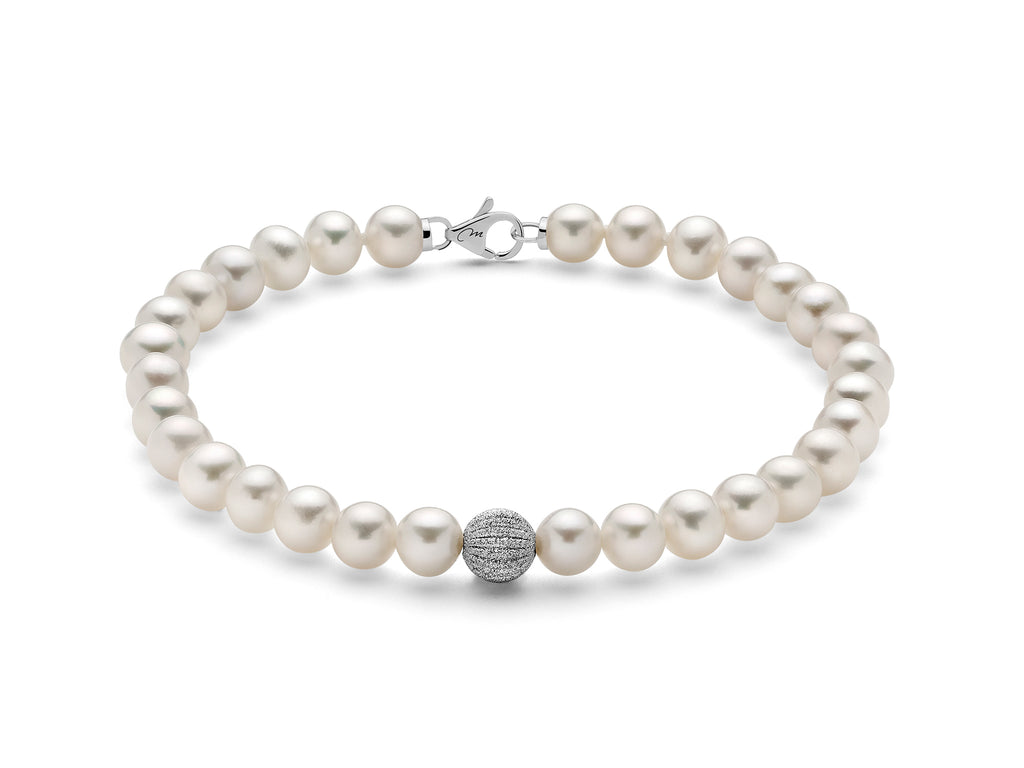 Bracciale filo di perle donna Miluna in oro bianco PBR2534V