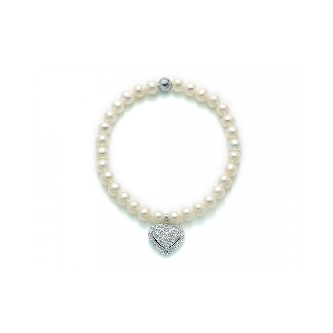Bracciale elastico donna Miluna filo di perle con charm a cuore e zirconi PBR2552-TPZ