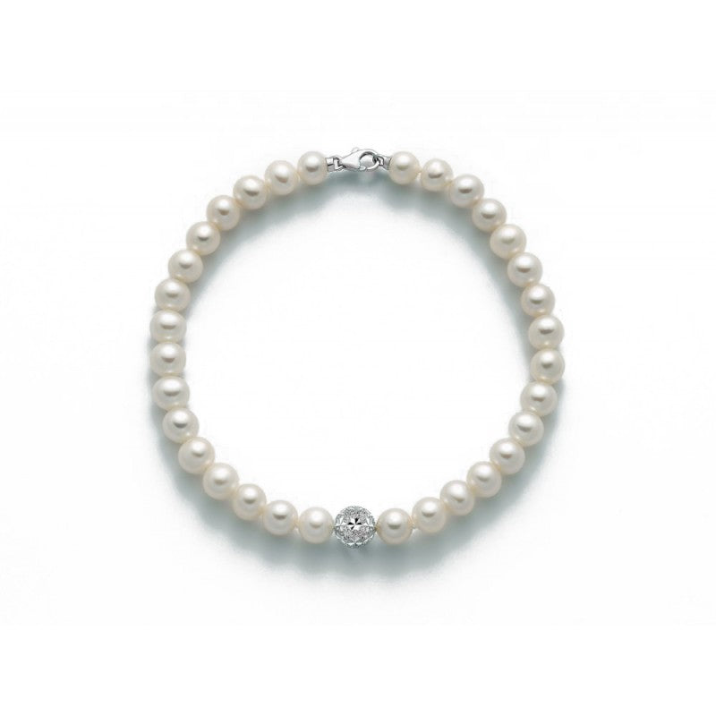 Bracciale filo di perle Miluna in oro bianco PBR2767