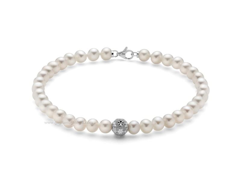 Bracciale filo di perle Miluna in oro bianco PBR3047V