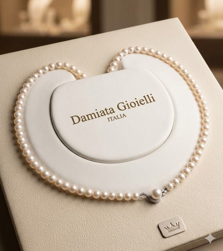 Collana filo di perle Miluna in oro bianco con diamanti PCL3207