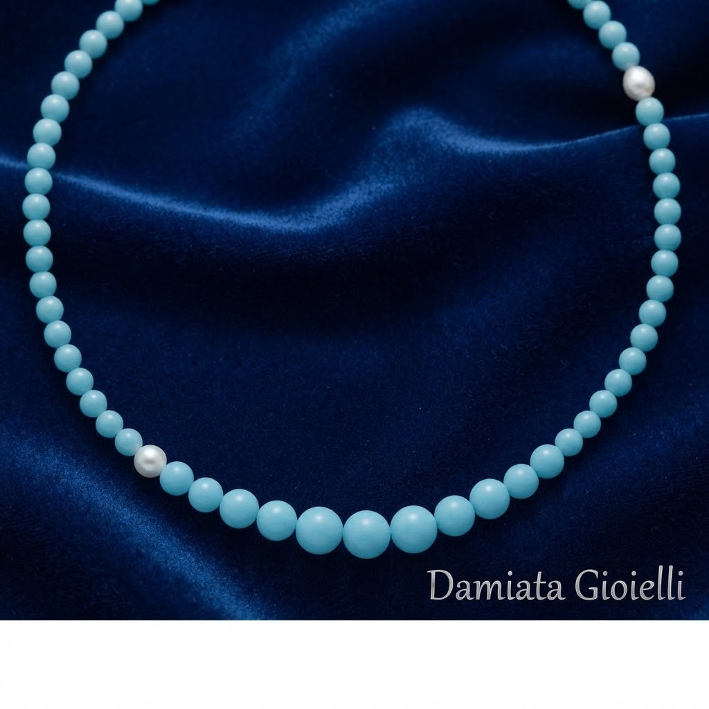 Collana a scalare donna Miluna in argento con turchese e perla ref. PCL4664