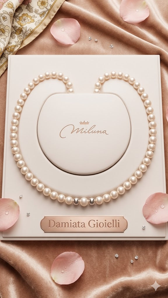 Collana donna Miluna filo di perle con chiusura in oro bianco PCL4777
