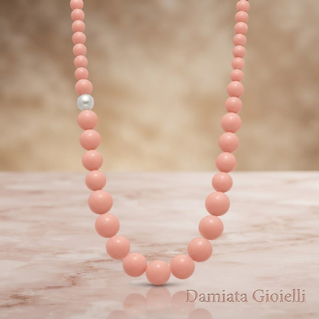 Collana donna Miluna in argento, perla e corallo rosa ref. PCL5077