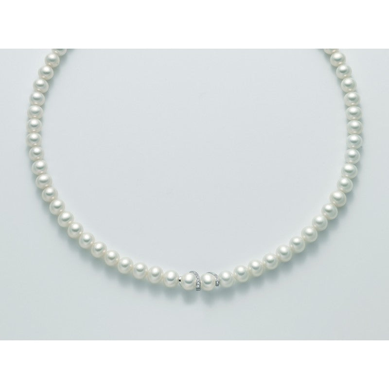 Collana filo di perle donna Miluna in oro bianco e diamanti PCL5155