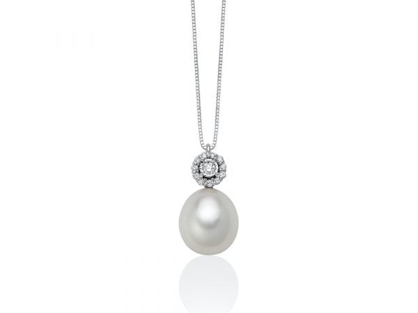 Collana donna Miluna in oro bianco, diamanti e perla PCL6274