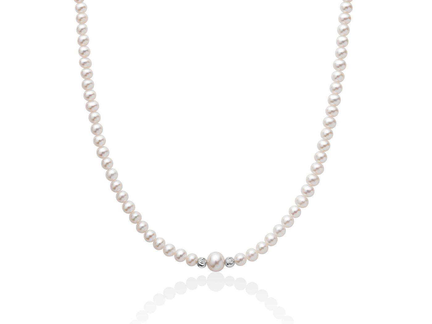 Collana donna Miluna filo di perle d'acqua dolce in oro bianco PCL6316