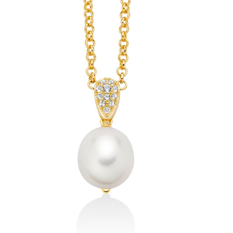 Collana donna Miluna in argento dorato, topazi e perla barocca PCL6537G