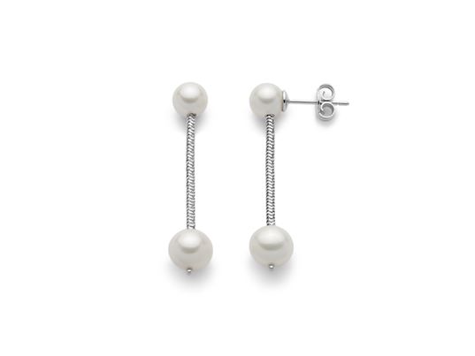 Orecchini pendenti donna Miluna in argento e perle PER2346
