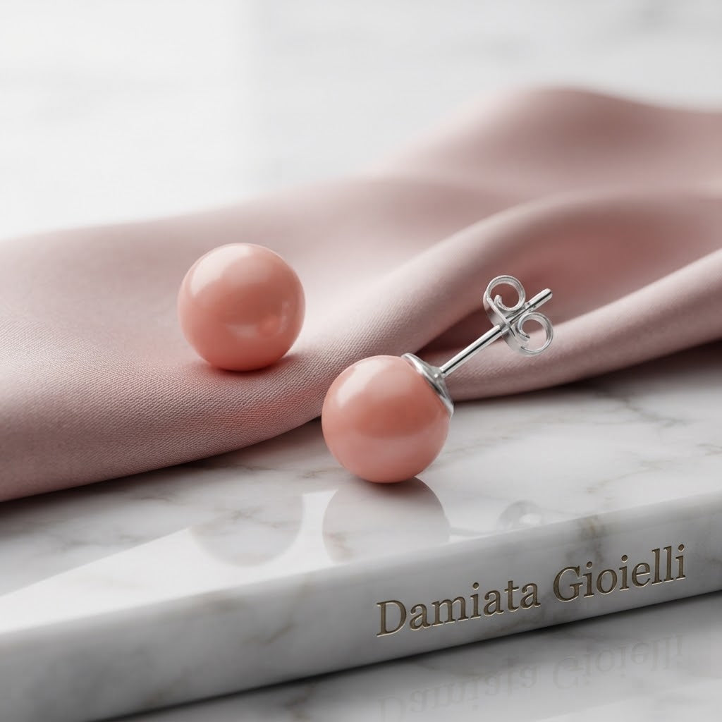 Orecchini donna Miluna in argento 925% e pasta di corallo rosa ref. PER2407