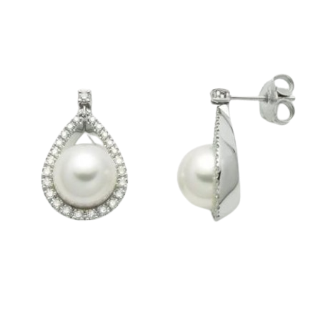Orecchini donna Miluna in oro bianco, diamanti e perle PER2471A