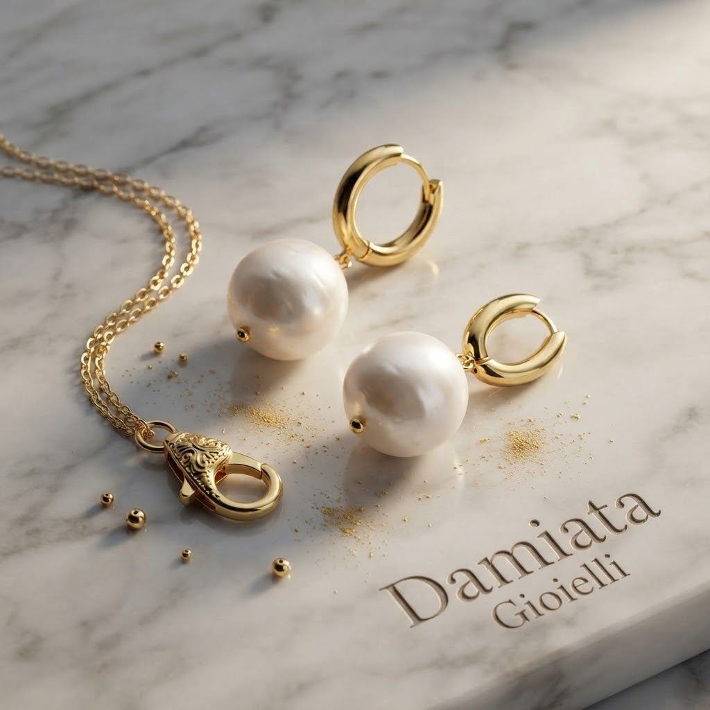Orecchini donna Miluna in argento dorato e perle barocche ref. PER2741G