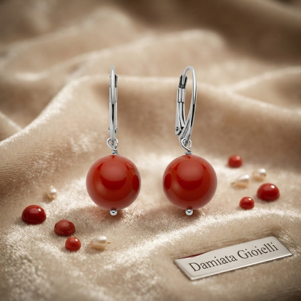 Orecchini pendenti donna Miluna collezione Terra e Mare corallo rosso ref. PER2820