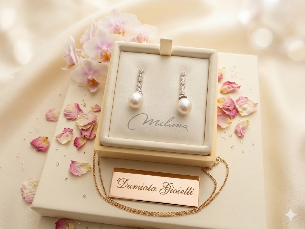 Orecchini donna Miluna in oro bianco, diamanti e perle PER411