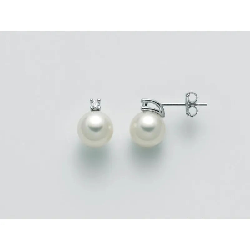 Orecchini donna Nimei in oro bianco, diamanti e perle AKOYA PKG758B_010