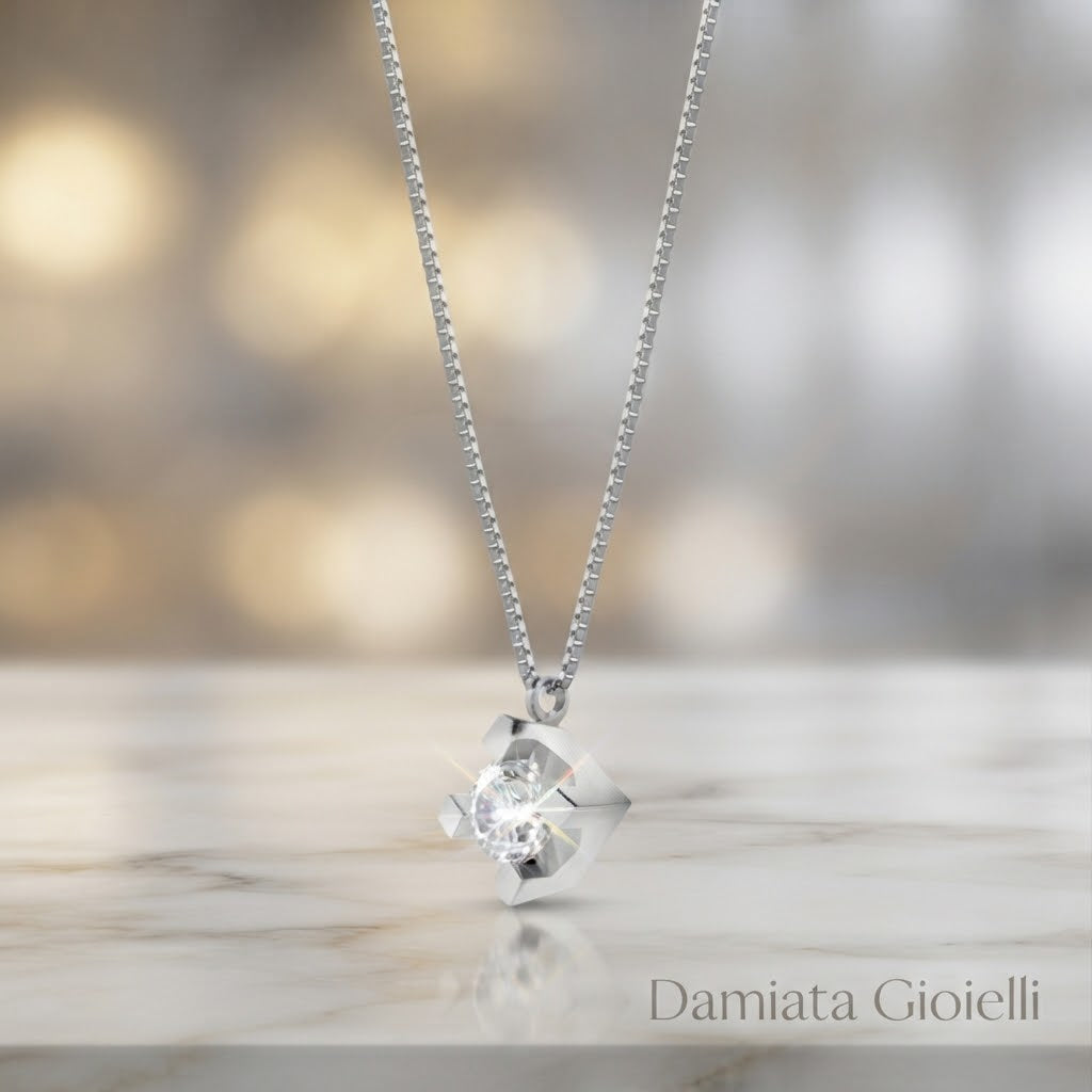 Collana punto luce donna Lucciole Gioielli in oro bianco e diamante ref. PLGL003SI