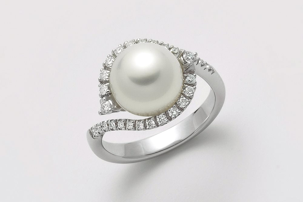 Anello donna Miluna in oro bianco bianco, diamanti e perla australiana PLI1635A