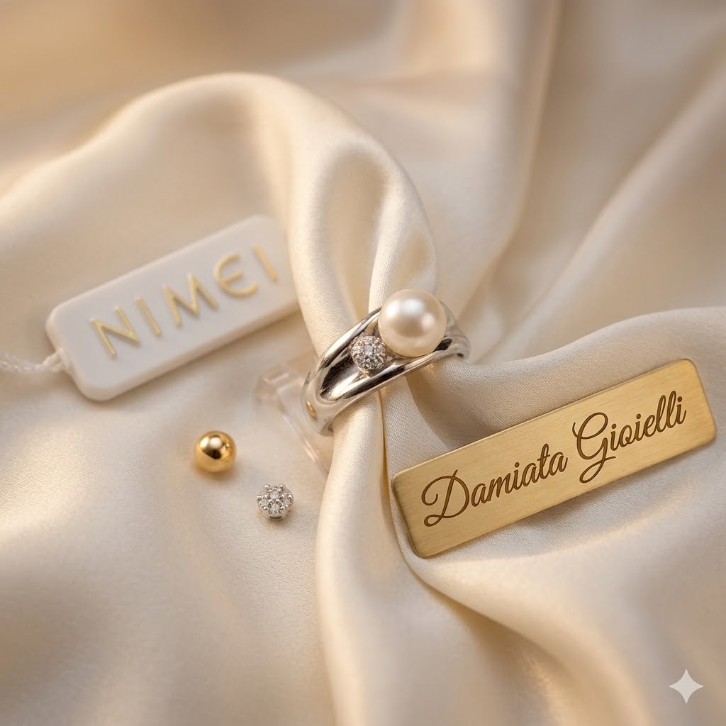 Anello donna Nimei in oro bianco, diamanti e perla PLI316