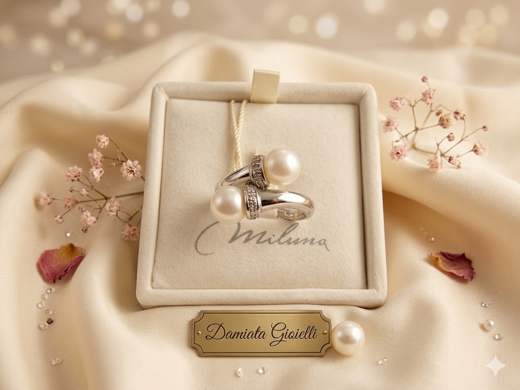 Anello donna Miluna in oro bianco diamanti e perle PLI423