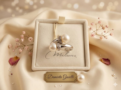 Anello donna Miluna in oro bianco diamanti e perle PLI423
