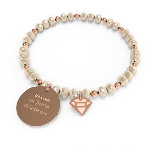 Bracciale donna 10 Buoni Propositi in acciaio e cristalli B5241RO/CH
