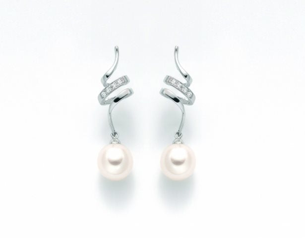 Orecchini pendenti Miluna donna in oro con diamanti e perle PER2197