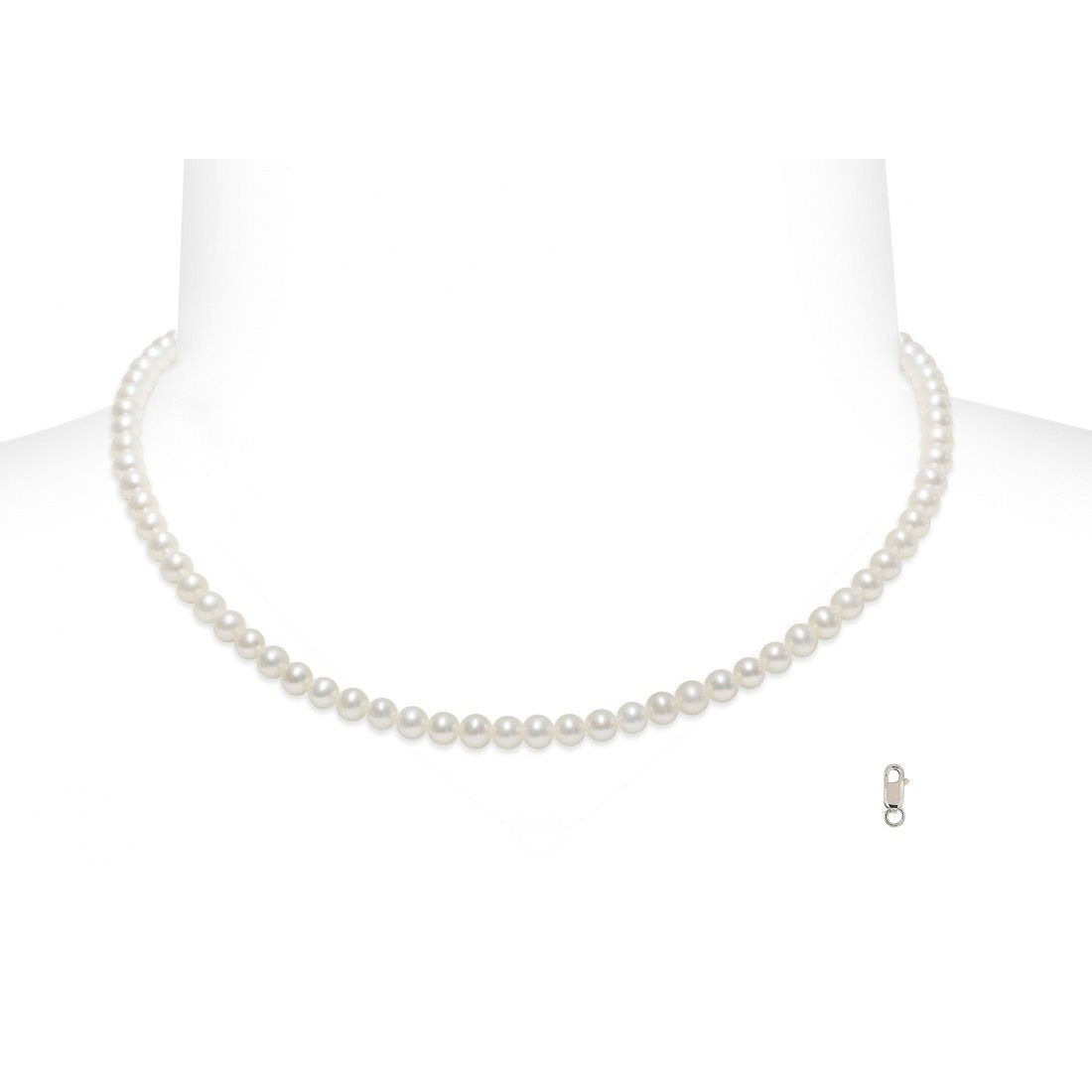 Collana Orelù donna filo di perle d'acqua dolce chiusura in oro bianco 852