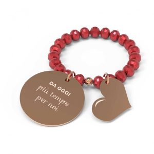 Anello elastico donna 10 Buoni Propositi in acciaio e cristalli R0658RO/R