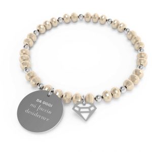 Bracciale elastico donna 10 Buoni Propositi in acciaio e cristalli B5241/CH