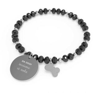 Bracciale elastico donna 10 Buoni Propositi in acciaio e cristalli B5254/N