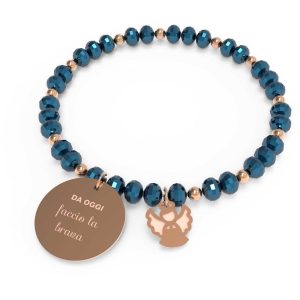 Bracciale elastico donna 10 Buoni Propositi in acciaio e cristalli B5252RO/BL