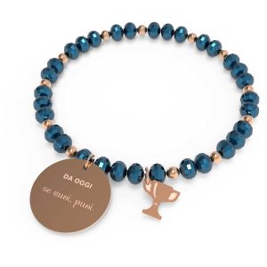 Bracciale elastico donna 10 Buoni Propositi in acciaio e cristalli B5250RO/BL