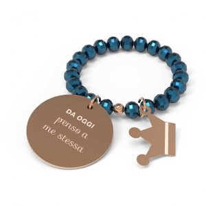 Anello elastico donna 10 Buoni Propositi in acciaio e cristalli R0650RO/BL