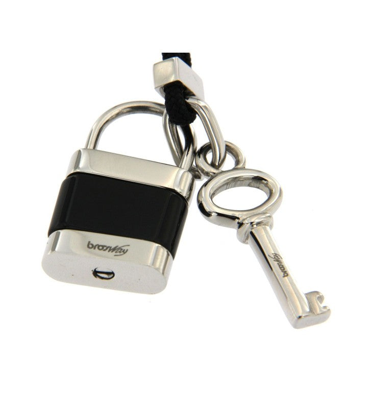 Collana lucchetto Brosway donna in acciaio e cordino nero PTL1