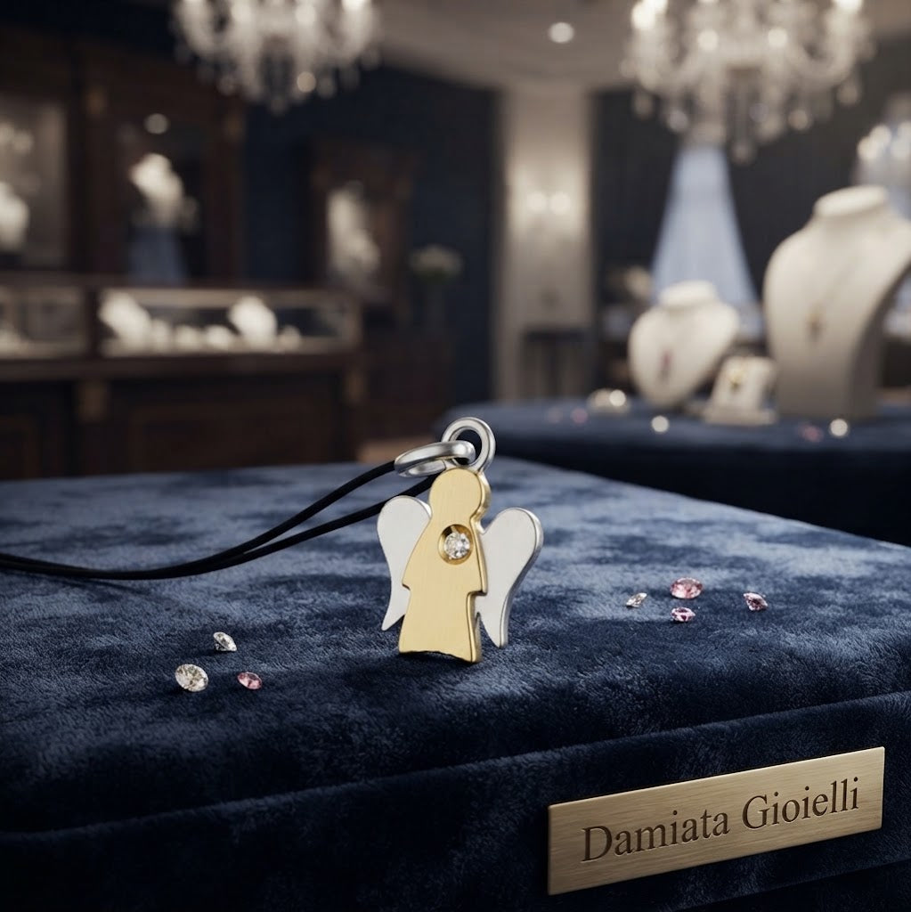 Collana angelo donna Roberto Giannotti in oro giallo e bianco con diamante ref. PZ670