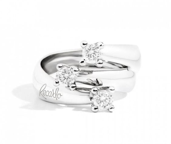 Anello trilogy donna Recarlo in oro bianco e diamanti R02TY677/015-12