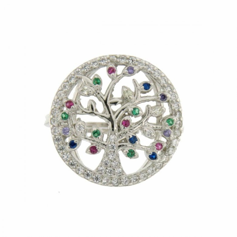 Anello albero della vita donna Urania Preziosi in argento e zirconi R1462MIX