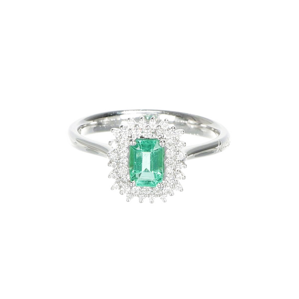 Anello donna Recarlo in oro bianco, diamanti e smeraldo R77CC002/SM-14