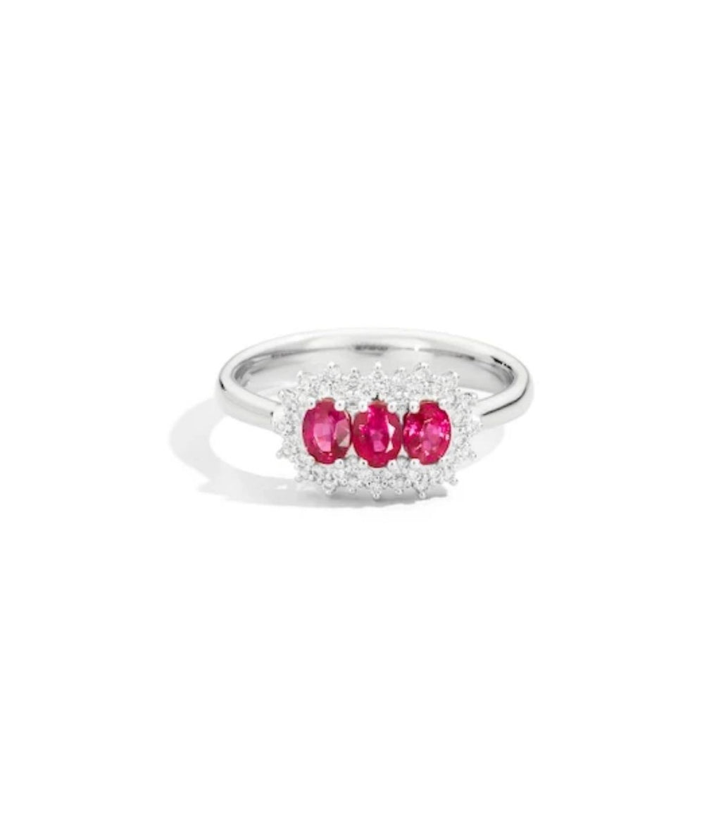 Anello donna Recarlo in oro bianco, diamanti e rubini R77TC001/RB-14